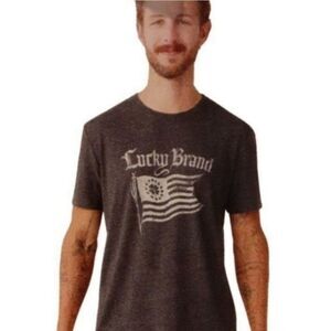 LUCKY BRAND Tee American Flag Black Gray Men's sz L NWT